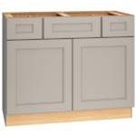 SKU 2VSD423421 - 42 Inch Vanity Sink Base Cabinet with 3 Drawers and Double Doors in Spectra Door Style and Mineral Finish from Mantra Cabinets