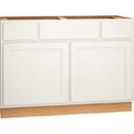 SKU 2VSD483421CS - 48 Inch Vanity Sink Base Cabinet with 3 Drawers and Double Doors in Classic Door Style and Snow Finish from Mantra Cabinets