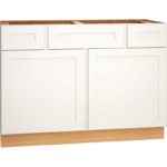 SKU 2VSD483421CS - 48 Inch Vanity Sink Base Cabinet with 3 Drawers and Double Doors in Omni Door Style and Snow Finish from Mantra Cabinets