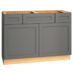 SKU 2VSD483421CS - 48 Inch Vanity Sink Base Cabinet with 3 Drawers and Double Doors in Omni Door Style and Graphite Finish from Mantra Cabinets