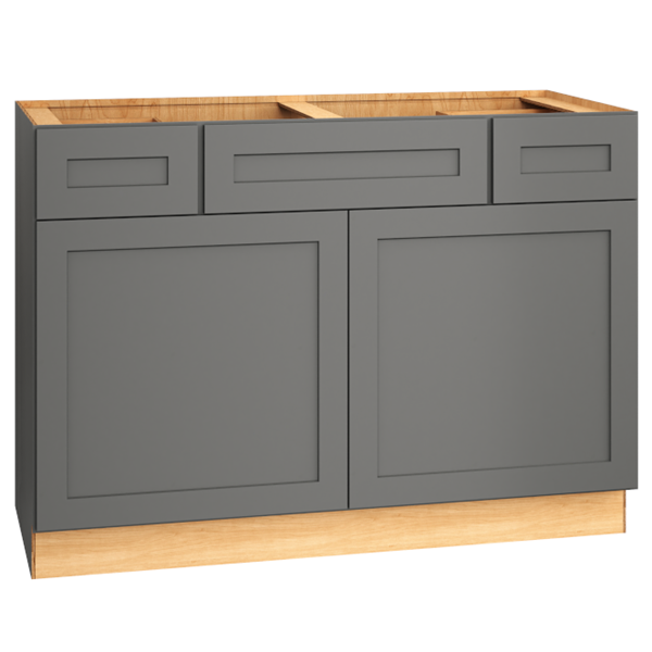 SKU 2VSD483421CS - 48 Inch Vanity Sink Base Cabinet with 3 Drawers and Double Doors in Omni Door Style and Graphite Finish from Mantra Cabinets