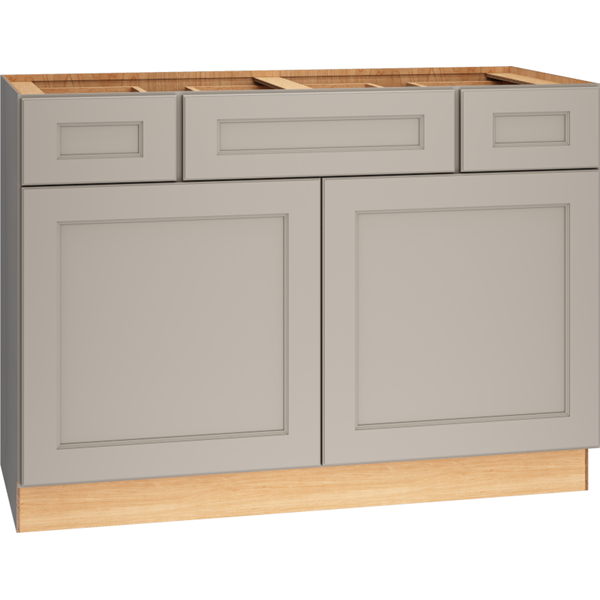 SKU 2VSD483421CS - 48 Inch Vanity Sink Base Cabinet with 3 Drawers and Double Doors in Spectra Door Style and Mineral Finish from Mantra Cabinets