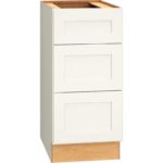 SKU 3DB1532.5 - 15 Inch Universal Base Cabinet with 3 Drawers in Omni Door Style and Snow Finish from Mantra Cabinets