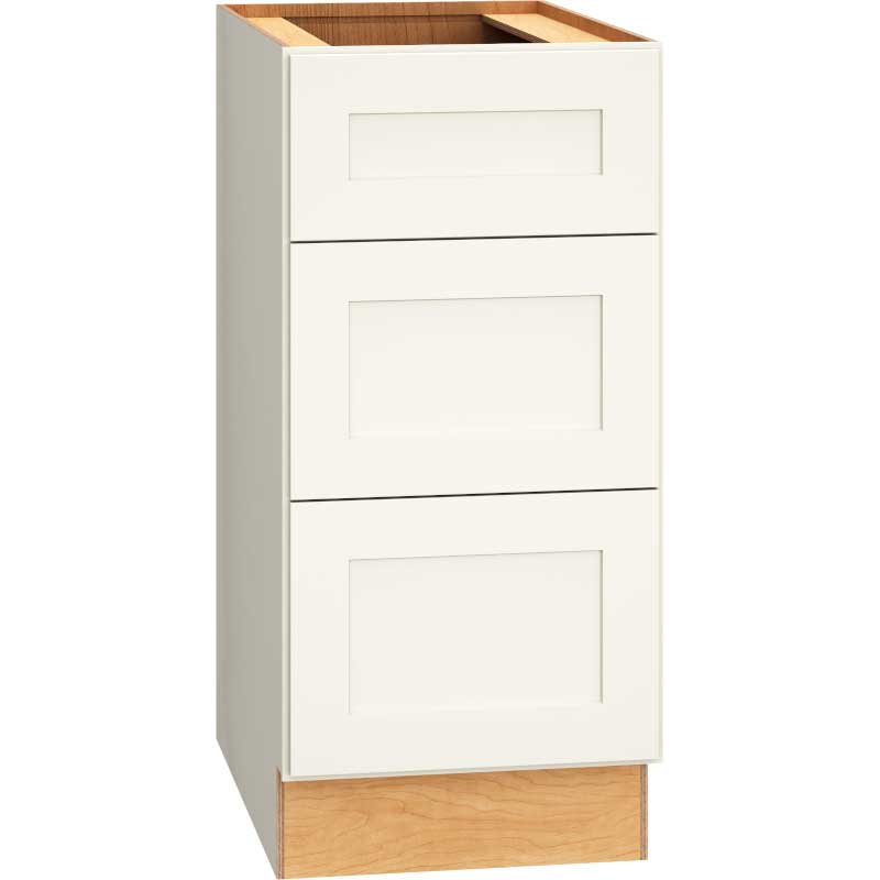 SKU 3DB1532.5 - 15 Inch Universal Base Cabinet with 3 Drawers in Omni Door Style and Snow Finish from Mantra Cabinets