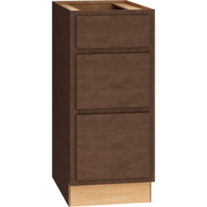 SKU 3DB15 - 15 Inch Base Cabinet with 3 Drawers in Classic Door Style and Bark Finish from Mantra Cabinets