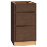 SKU 3DB18 - 18 Inch Base Cabinet with 3 Drawers in Classic Door Style and Bark Finish from Mantra Cabinets