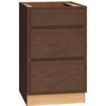 SKU 3DB21 - 21 Inch Base Cabinet with 3 Drawers in Classic Door Style and Bark Finish from Mantra Cabinets