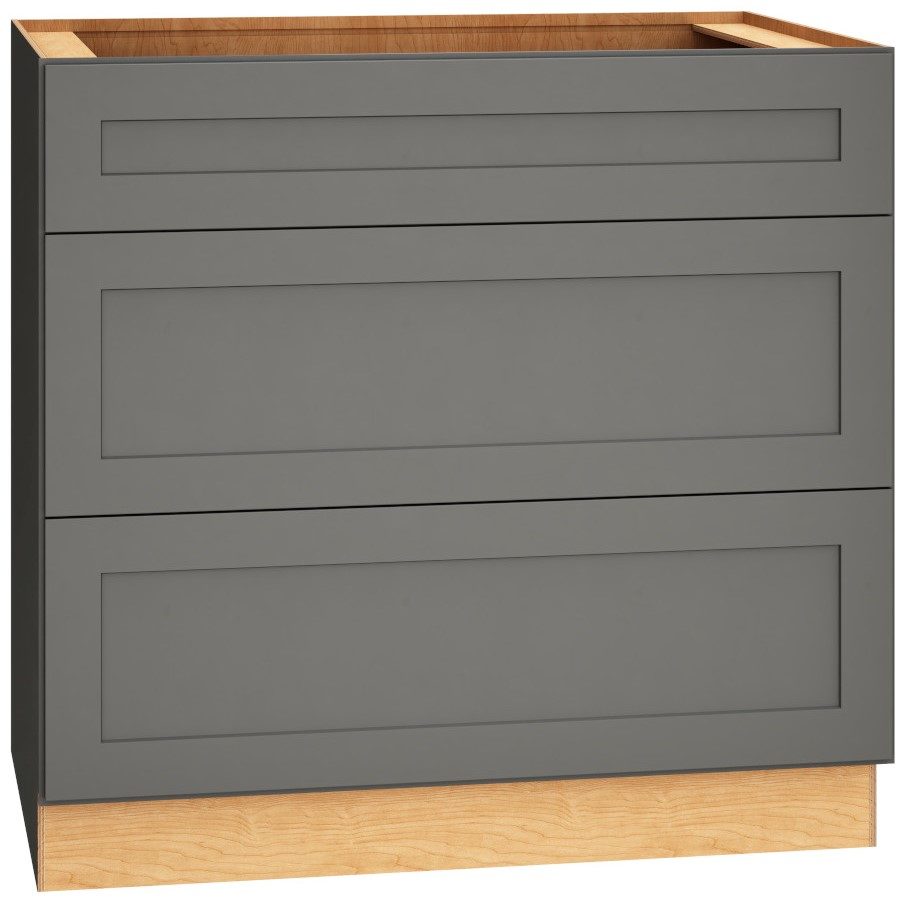 Mantra Cabinets SKU Number 3DB36 - 36" Base Cabinet with 3 Drawers in Omni Graphite