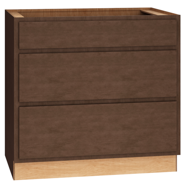 SKU Number 3DB36 - 36" Base Cabinet with 3 Drawers in Classic Bark