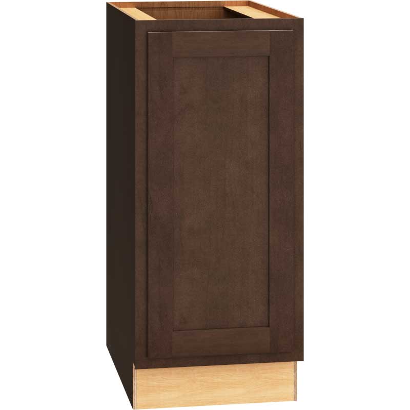 15 Inch Full Height Base Cabinet with Single Door in Classic Door Style with Bark Finish