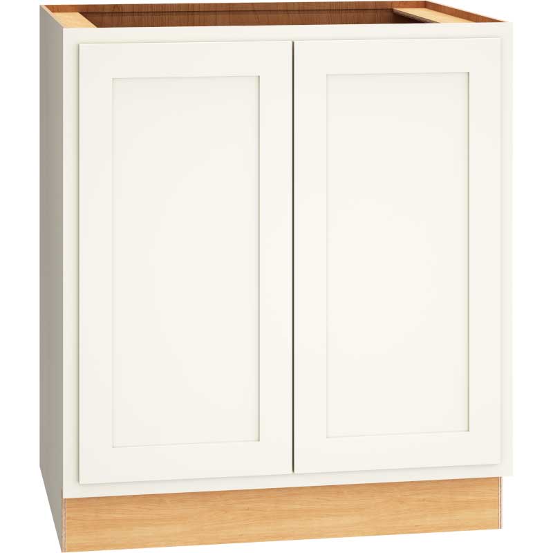 30 Inch Full Height Base Cabinet with Single Door in Classic Door Style with Snow Finish