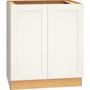 30 Inch Full Height Base Cabinet with Single Door in Omni Door Style with Snow Finish