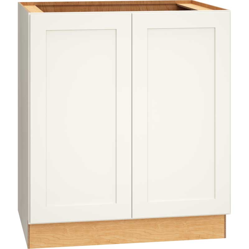 30 Inch Full Height Base Cabinet with Single Door in Omni Door Style with Snow Finish