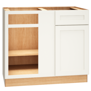 Mantra Cabinets SKU Number BC42S - 42" Corner Base Cabinet with Single Door in Omni Snow