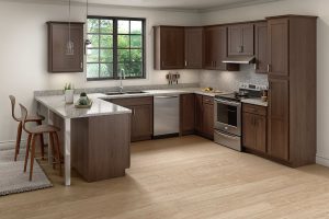 Dark Brown Kitchen Cabinets - Classic Cabinet Door Style in Bark Finish from Mantra Cabinets