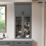 Dark Gray Shaker Kitchen Cabinets with Glass Cabinet Doors - Omni Cabinet Door Style in Graphite Finish by Mantra Cabinets