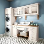 White Shaker Laundry Room Cabinets - Omni Cabinet Door Style with Snow Finish by Mantra Cabinets