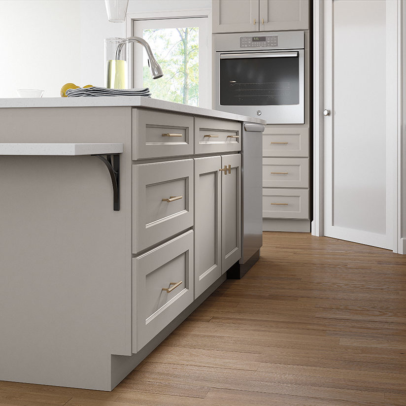 Gray Shaker Kitchen Cabinets - Spectra Cabinet Door Style in Mineral Finish from Mantra Cabinets