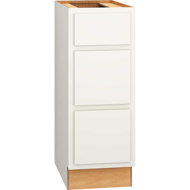 12 Inch by 32 and a Half Inch Vanity Base Cabinet with 3 Drawers in Classic with Snow Finish