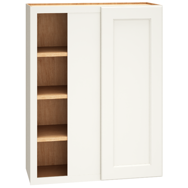 Mantra Cabinets SKU Number WC3039S - 30" x 39" Corner Wall Cabinet with Single Door in Spectra Snow