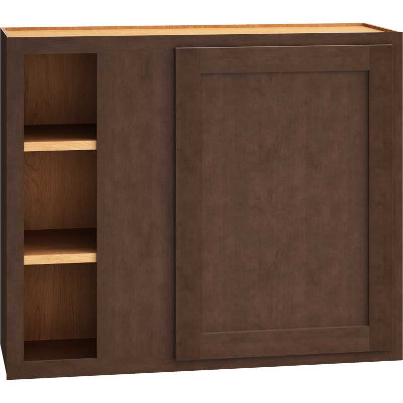 Corner Wall Cabinet with Single Door in Classic Bark