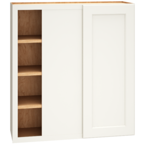 Mantra Cabinets SKU Number WC3639S - 36" x 39" Corner Wall Cabinet with Single Door in Spectra Snow