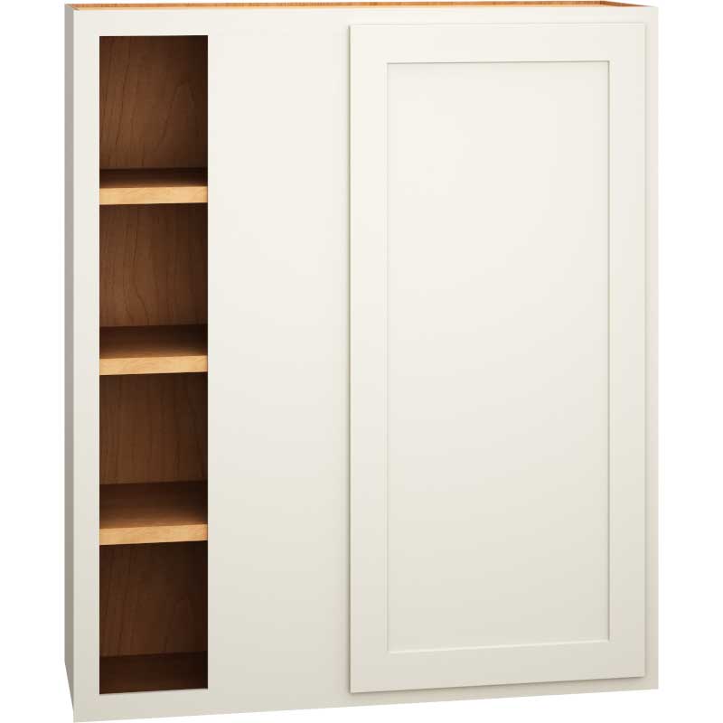 Mantra Cabinets SKU Number WC3642S - 36" x 42" Corner Wall Cabinet with Single Door in Classic Snow