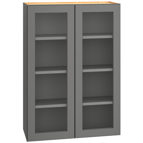 Mantra Cabinets SKU Number WCG3042 - 30" x 42" Cut-for-Glass Wall Cabinet with Double Doors in Graphite