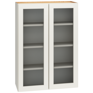 Mantra Cabinets SKU Number WCG3042 - 30" x 42" Cut-for-Glass Wall Cabinet with Double Doors in Snow