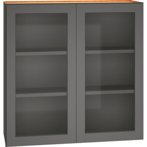 Mantra Cabinets SKU Number WCG3636 - 36" x 36" Cut-for-Glass Wall Cabinet with Double Doors in Graphite