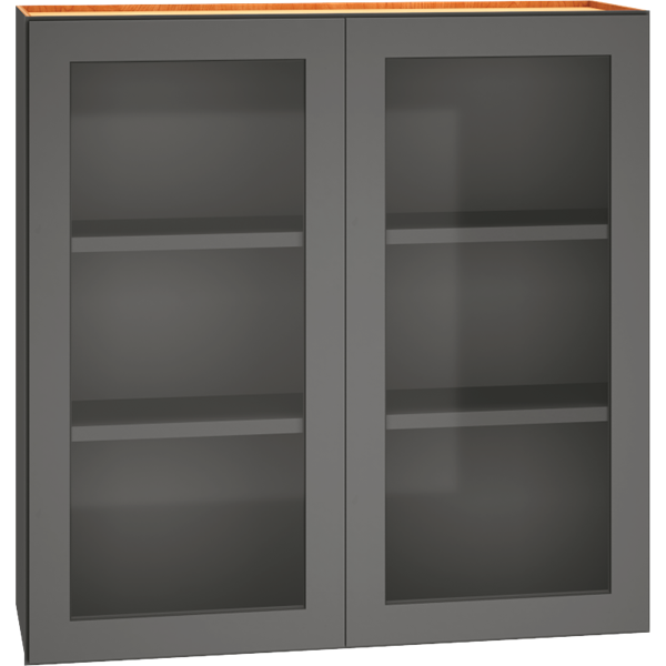 Mantra Cabinets SKU Number WCG3636 - 36" x 36" Cut-for-Glass Wall Cabinet with Double Doors in Graphite