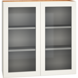 Mantra Cabinets SKU Number WCG3636 - 36" x 36" Cut-for-Glass Wall Cabinet with Double Doors in Snow