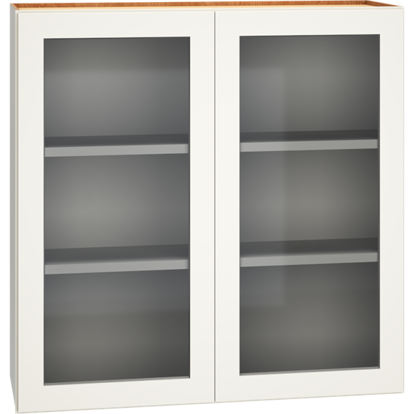 Mantra Cabinets SKU Number WCG3636 - 36" x 36" Cut-for-Glass Wall Cabinet with Double Doors in Snow