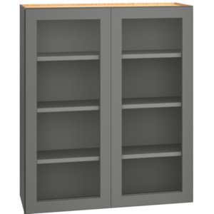 Mantra Cabinets SKU Number WCG3642 - 36" x 42" Cut-for-Glass Wall Cabinet with Double Doors in Graphite