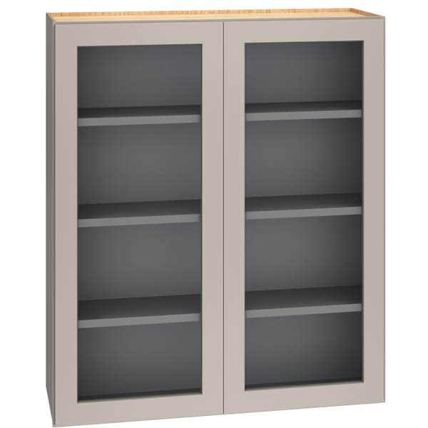 Mantra Cabinets SKU Number WCG3642 - 36" x 42" Cut-for-Glass Wall Cabinet with Double Doors in Mineral