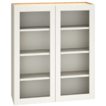 Mantra Cabinets SKU Number WCG3642 - 36" x 42" Cut-for-Glass Wall Cabinet with Double Doors in Snow