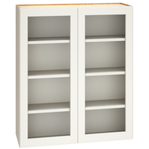 Mantra Cabinets SKU Number WCG3642 - 36" x 42" Cut-for-Glass Wall Cabinet with Double Doors in Snow