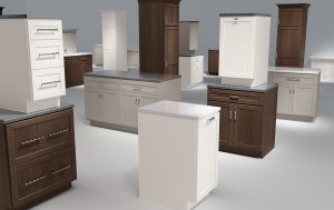 Several different sizes of Mantra Cabinets in various styles and finishes